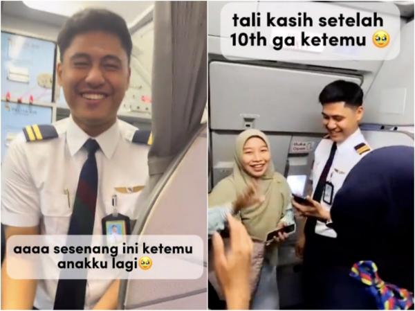 Momen Haru Ibu Guru Naik Pesawat Diterbangkan Mantan Murid