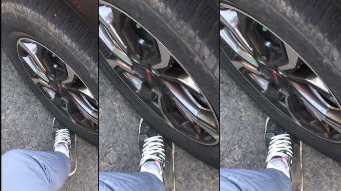 Kaki Pria Terlindas Ban Mobil Saat Berhenti di Lampu Merah