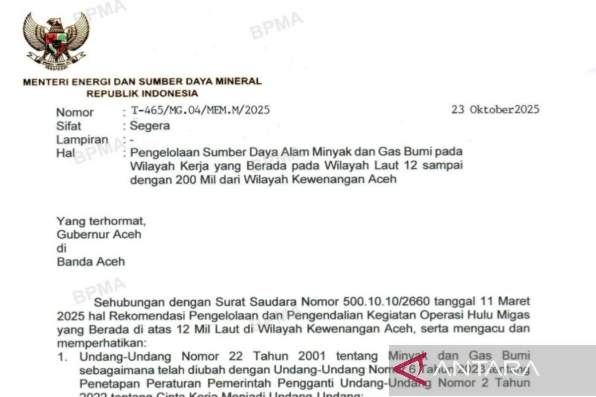 Menteri ESDM Izinkan Aceh Kelola Hulu Migas Hingga 200 Mil